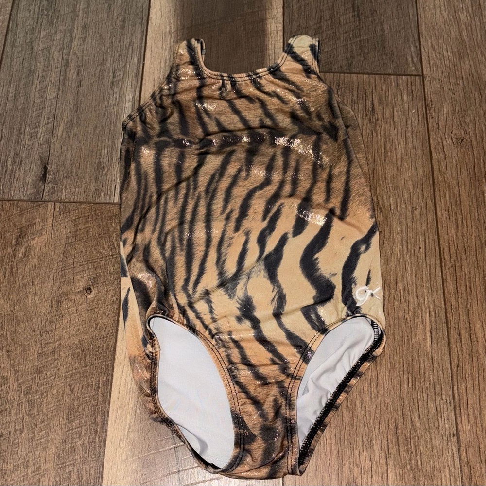 GK Zebra Anima Print Leotard Brown Black Size CM Child Medium